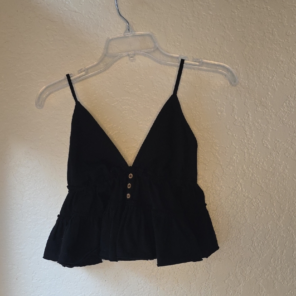 Angie Black Camisole with Button Detail
